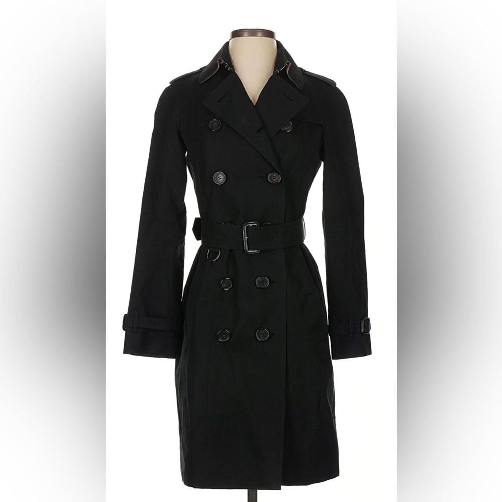 Burberry Double-Breasted Trench Coat Black Sz 2 BNWT Chelsea Fit